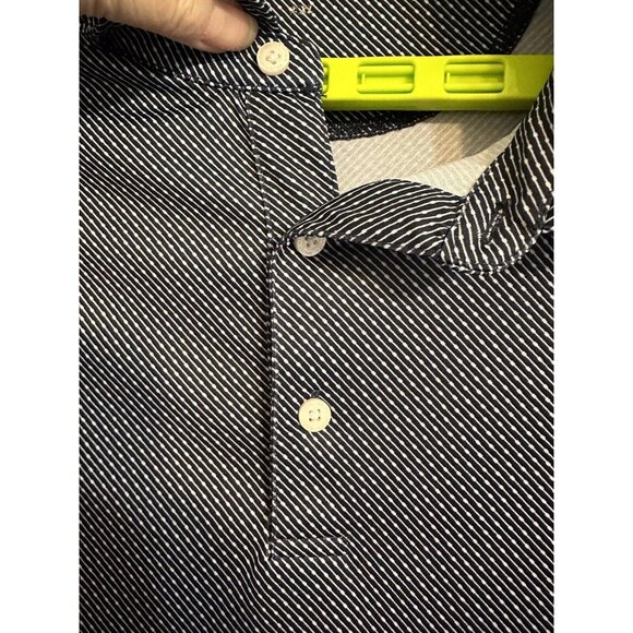 Walter Hagen 11 Majors Men's Golf Polo Shirt SZ XXL Navy Blue Small White Stripe - Picture 2 of 10